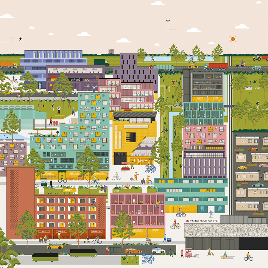 Illustration showing the placemaking vision for North East Cambridge